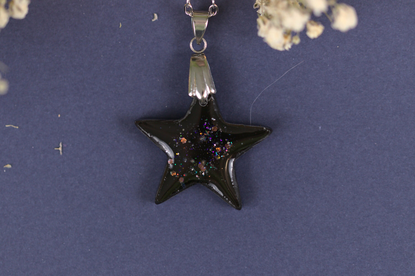 Colier Mic - Stea - Inox - Negru cu Argintiu - Handmade (Colecția Nebula)