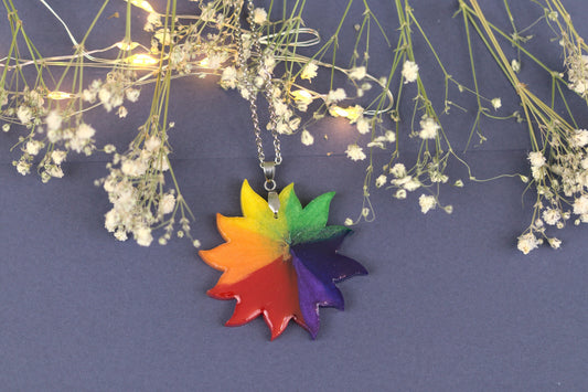 Colier Mare - Soare - Inox -  Curcubeu - Handmade (Colecția Celestial Rainbow)